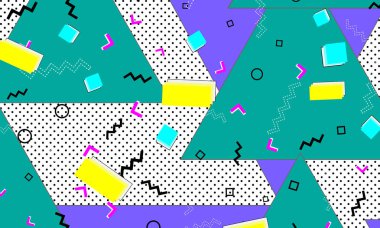 Pop art renk arka plan. Memphis desen