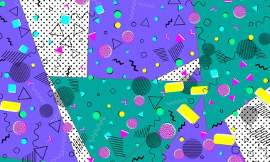 Pop art renk arka plan. Memphis desen