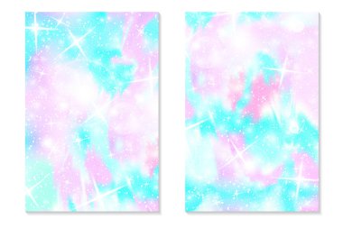 Tek boynuzlu at rainbow arka plan. Holografik gökyüzü