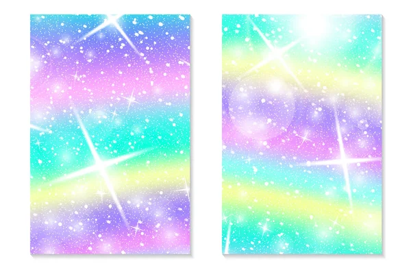 Tek boynuzlu at rainbow arka plan. Holografik gökyüzü