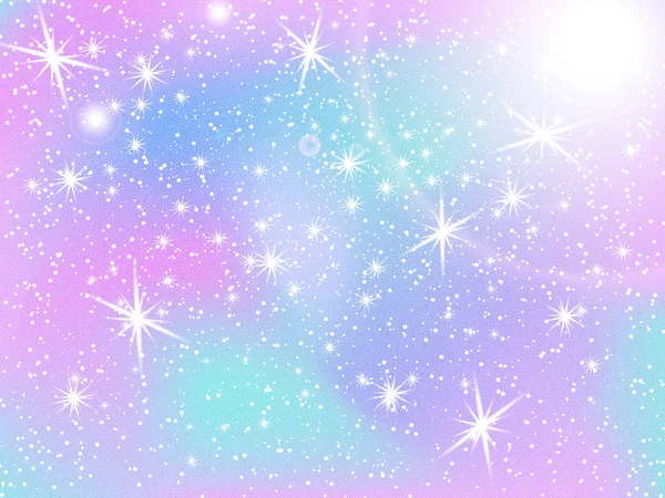 Unicorn rainbow background. Holographic sky — Stock Vector