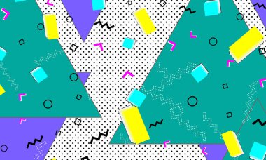 Pop art renk arka plan. Memphis desen