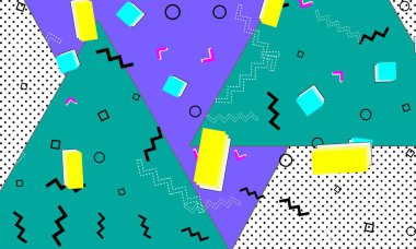 Pop art renk arka plan. Memphis desen