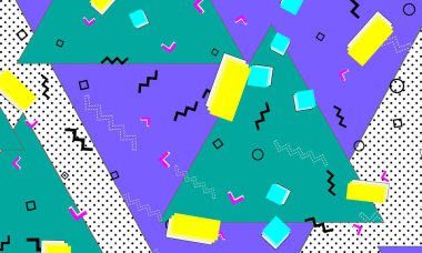 Pop art renk arka plan. Memphis desen