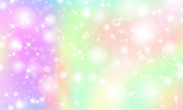 Unicorn rainbow background. Holographic sky — Stock Vector