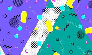 Pop art renk arka plan. Memphis desen