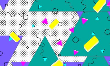 Pop art renk arka plan. Memphis desen