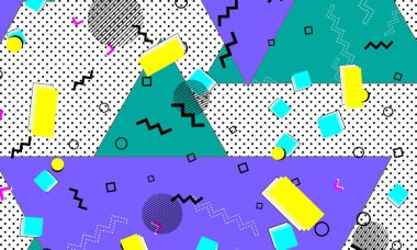 Pop art renk arka plan. Memphis desen