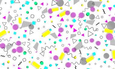Pop art renk arka plan. Memphis desen