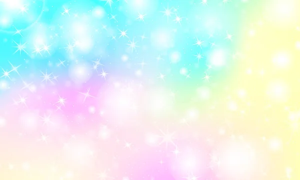 Unicorn rainbow background. Holographic sky — Stock Vector