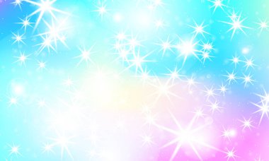 Tek boynuzlu at rainbow arka plan. Holografik gökyüzü