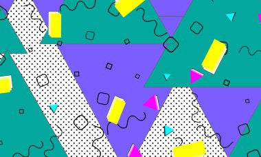 Pop art renk arka plan. Memphis desen