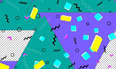 Pop art renk arka plan. Memphis desen