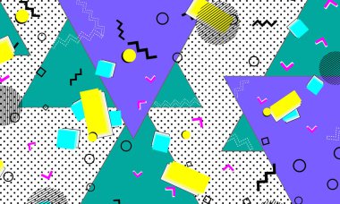 Pop art renk arka plan. Memphis desen