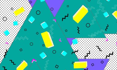 Pop art renk arka plan. Memphis desen