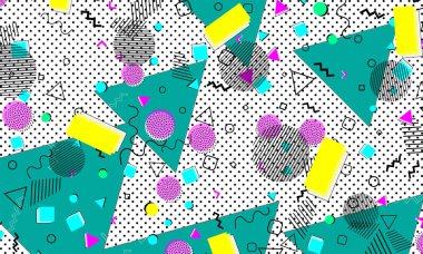 Pop art renk arka plan. Memphis desen