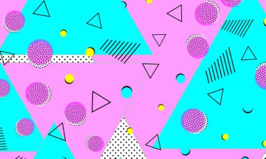 Pop art renk arka plan. Memphis desen