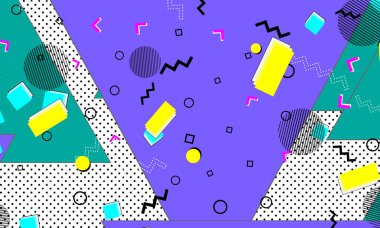 Pop art renk arka plan. Memphis desen