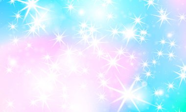 Tek boynuzlu at rainbow arka plan. Holografik gökyüzü