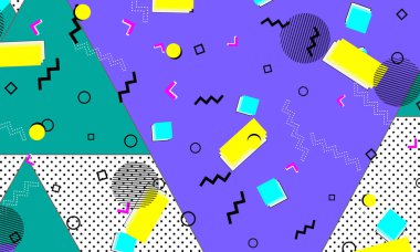 Pop art renk arka plan. Memphis desen