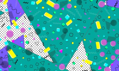 Pop art renk arka plan. Memphis desen