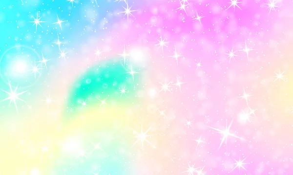 Einhorn Regenbogen Hintergrund. Holographischer Himmel — Stockvektor