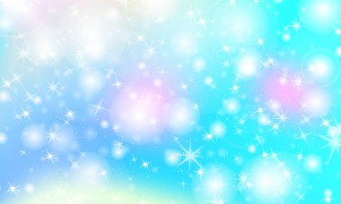 Tek boynuzlu at rainbow arka plan. Holografik gökyüzü