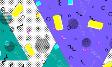 Pop art renk arka plan. Memphis desen