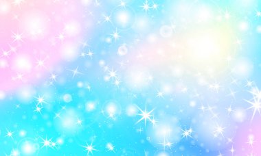 Tek boynuzlu at rainbow arka plan. Holografik gökyüzü