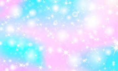 Tek boynuzlu at rainbow arka plan. Holografik gökyüzü