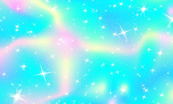 Unicorn rainbow background. Holographic sky — Stock Vector
