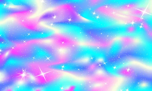 Tek boynuzlu at rainbow arka plan. Holografik gökyüzü