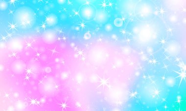 Tek boynuzlu at rainbow arka plan. Holografik gökyüzü