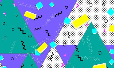 Pop art renk arka plan. Memphis desen