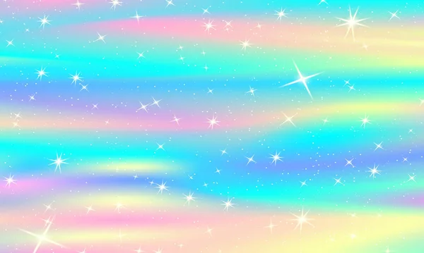 Tek boynuzlu at rainbow arka plan. Holografik gökyüzü