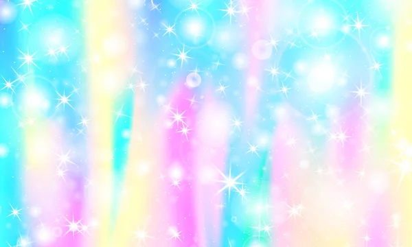 ユニコーン虹の背景。ホログラムの空 — ストックベクタ