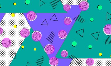 Pop art renk arka plan. Memphis desen