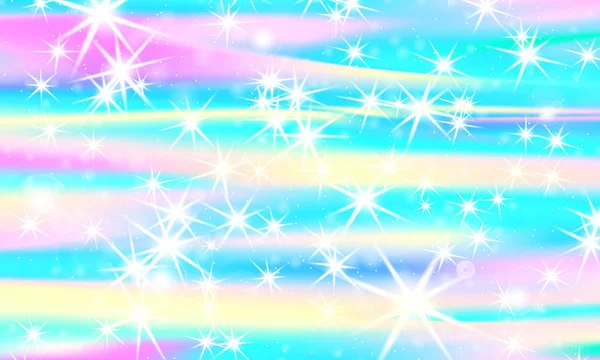 Fond arc-en-ciel licorne. Ciel holographique — Image vectorielle