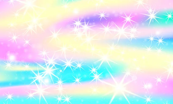 Unicorn regenboog achtergrond. Holografische hemel — Stockvector