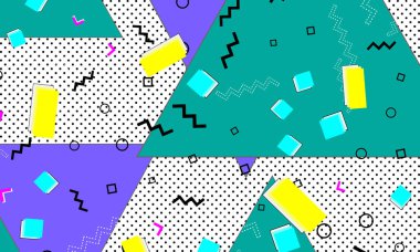 Pop art renk arka plan. Memphis desen