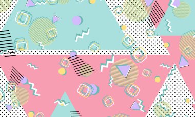 Memphis deseni. Geometrik şekiller. Hipster tarzı