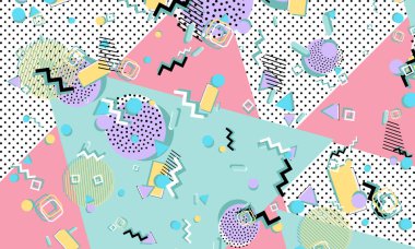 Memphis deseni. Geometrik şekiller. Hipster tarzı