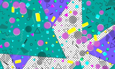 Pop art renk arka plan. Memphis desen