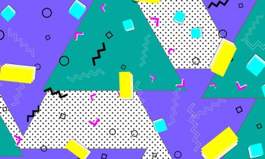 Pop art renk arka plan. Memphis desen