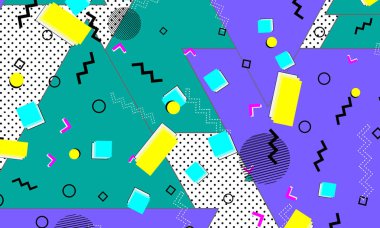 Pop art renk arka plan. Memphis desen