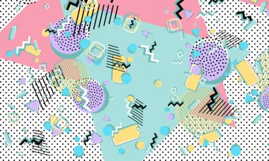 Memphis deseni. Geometrik şekiller. Hipster tarzı