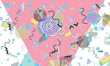 Memphis deseni. Geometrik şekiller. Hipster tarzı