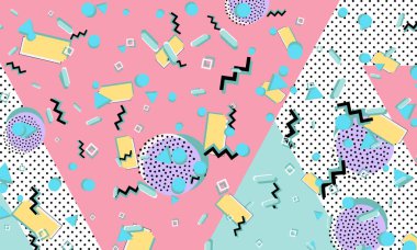 Memphis deseni. Geometrik şekiller. Hipster tarzı