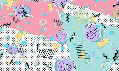 Memphis deseni. Geometrik şekiller. Hipster tarzı