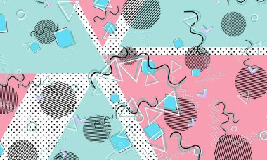 Memphis deseni. Geometrik şekiller. Hipster tarzı